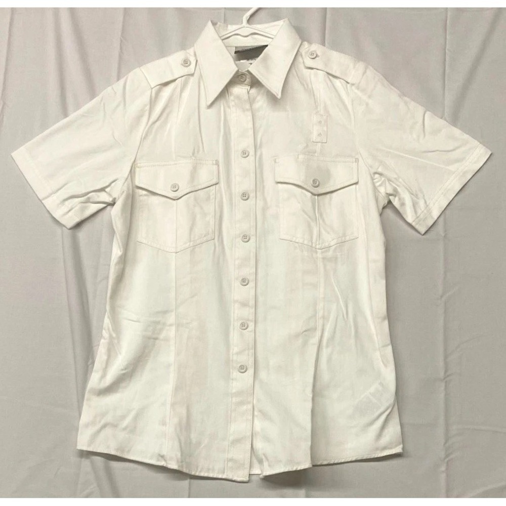 Workrite Fire Service Shirt Men Medium White Cotton Fire Resistant Shoulder Loop